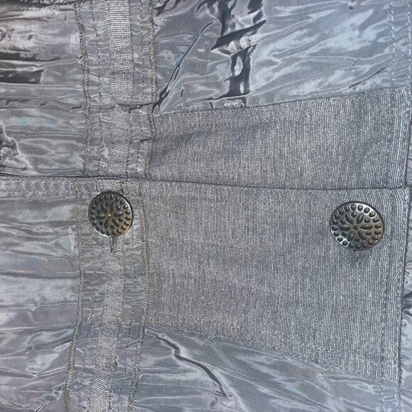 Bonita Women's Button Front Crinkle Jacket l Beaded Lace Accent Black Size 46 L - Picture 13 of 14